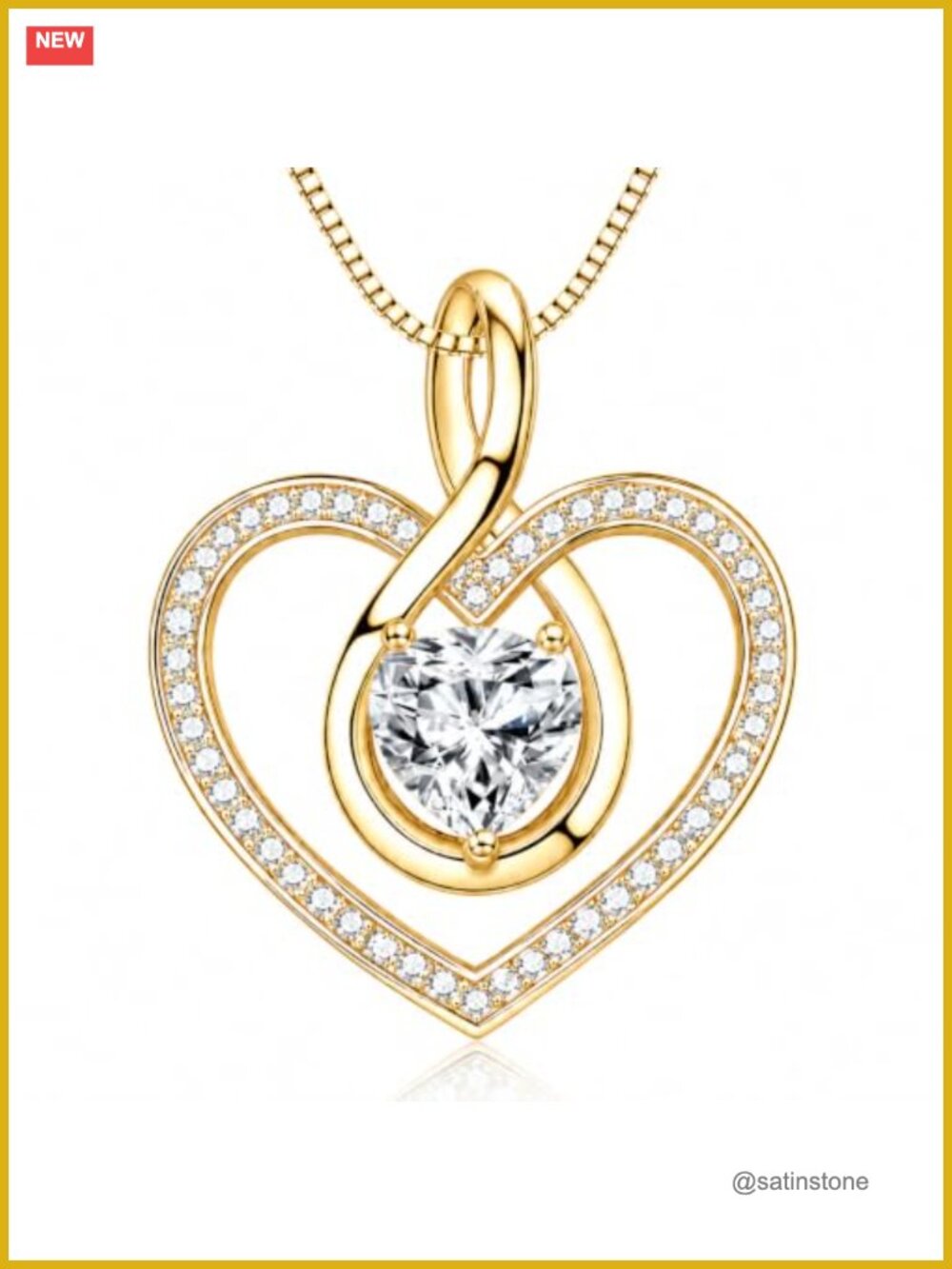 S925 Sterling Silver Moissanite Infinity Heart Pendant Necklace